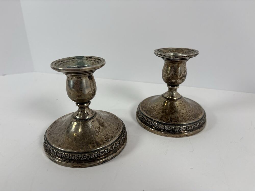 International Sterling Prelude N212 Candlestick Pair Weighted Reinforced Vintage